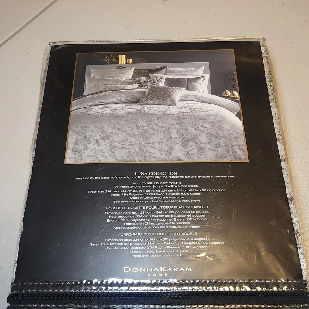 NWT Donna Karan Home Luna Duvet Cover Platinum Glam‎ Luxurious Luxe